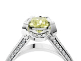 White gold Fancy Yellow Pear  Solitaire Pave Split Shank Ring with Four-Prong Setting_191