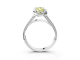 White gold Fancy Yellow Pear  Solitaire Pave Split Shank Ring with Four-Prong Setting_202