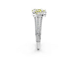 White gold Fancy Yellow Pear  Solitaire Pave Split Shank Ring with Four-Prong Setting_214