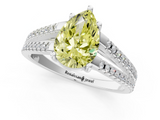 White gold Fancy Yellow Pear  Solitaire Split Shank Pavé Diamond Engagement Ring_368