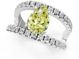 White gold Fancy Yellow Pear  Solitaire Split Shank Pave Diamond Ring_49