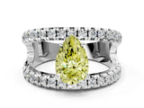White gold Fancy Yellow Pear  Solitaire Split Shank Pave Diamond Ring_49