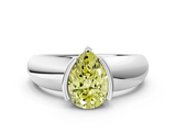 White gold Fancy Yellow Pear  Solitaire Tension Set Diamond Ring with Wide Band_37