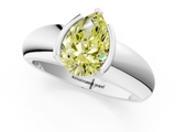 White gold Fancy Yellow Pear  Solitaire Tension Set Diamond Ring with Wide Band_38