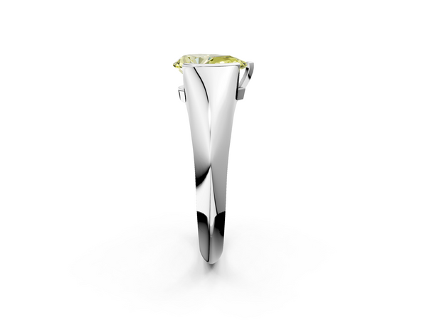 White gold Fancy Yellow Pear  Solitaire Tension Set Diamond Ring