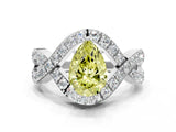 White gold Fancy Yellow Pear  Solitaire Twist Band Pavé Diamond Engagement Ring_63