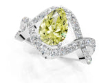 White gold Fancy Yellow Pear  Solitaire Twist Band Pavé Diamond Engagement Ring_69