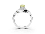 White gold Fancy Yellow Pear  Solitaire Twist Band Pavé Diamond Engagement Ring_77