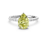 White gold Fancy Yellow Pear  Solitaire Twist Band Ring with Four-Prong Setting_12