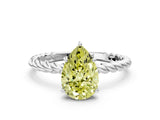 White gold Fancy Yellow Pear  Solitaire Twist Band Ring with Four-Prong Setting_176