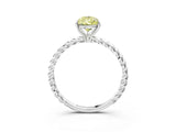 White gold Fancy Yellow Pear  Solitaire Twist Band Ring with Four-Prong Setting_179