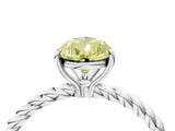 White gold Fancy Yellow Pear  Solitaire Twist Band Ring with Four-Prong Setting_180