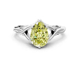 White gold Fancy Yellow Pear  Solitaire Twist Band Six-Prong Setting 1