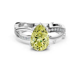 White gold Fancy Yellow Pear  Solitaire Twist Band with Pavé Accents and Four-Prong Setting_20