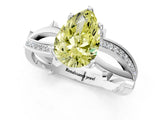 White gold Fancy Yellow Pear  Solitaire Twist Band with Pavé Accents and Four-Prong Setting_21