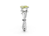 White gold Fancy Yellow Pear  Solitaire Twist Band with Pavé Accents and Four-Prong Setting_22