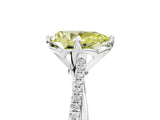 White gold Fancy Yellow Pear  Solitaire Twist Band with Pavé Diamonds and Four-Prong Setting_100