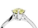 White gold Fancy Yellow Pear  Solitaire Twist Band with Pavé Diamonds and Four-Prong Setting_100