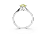 White gold Fancy Yellow Pear  Solitaire Twist Band with Pavé Diamonds and Four-Prong Setting_98