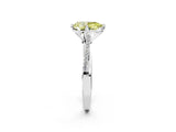White gold Fancy Yellow Pear  Solitaire Twist Band with Pavé Diamonds and Four-Prong Setting_98