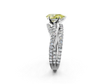 White gold Fancy Yellow Pear  Solitaire Twist Band with Pavé Setting and Four-Prong Setting_111