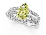 White gold Fancy Yellow Pear  Solitaire Twist Band with Pavé Setting and Four-Prong Setting_112