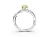 White gold Fancy Yellow Pear  Solitaire Twist Band with Pavé Setting and Four-Prong Setting_112