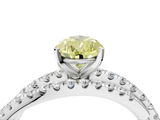 White gold Fancy Yellow Pear  Solitaire Twist Band with Pavé Setting and Four-Prong Setting_119