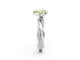 White gold Fancy Yellow Pear  Solitaire Twist Band with Pave Prong Setting_78