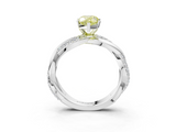 White gold Fancy Yellow Pear  Solitaire Twist Band with Pave Prong Setting_80