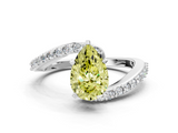 White gold Fancy Yellow Pear  Solitaire Twist Band with Pave Set Diamonds and Four-Prong Setting_105