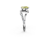 White gold Fancy Yellow Pear  Solitaire Twist Band with Pave Set Diamonds and Four-Prong Setting_107