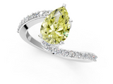 White gold Fancy Yellow Pear  Solitaire Twist Band with Pave Set Diamonds and Four-Prong Setting_109