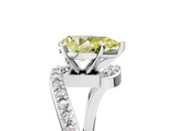 White gold Fancy Yellow Pear  Solitaire Twist Band with Pave Set Diamonds and Four-Prong Setting_110