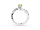 White gold Fancy Yellow Pear  Solitaire Twist Band with Pave Set Diamonds and Four-Prong Setting_111