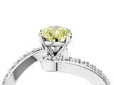 White gold Fancy Yellow Pear  Solitaire Twist Band with Pave Set Diamonds and Four-Prong Setting_112