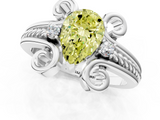 White gold Fancy Yellow Pear  Solitaire Twisted Band Scroll Prong Ring_4