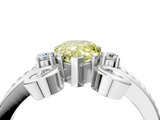 White gold Fancy Yellow Pear  Solitaire Twisted Band Scroll Prong Ring_7