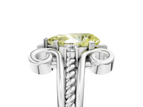 White gold Fancy Yellow Pear  Solitaire Twisted Band Scroll Prong Ring_8