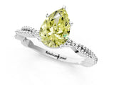 White gold Fancy Yellow Pear  Solitaire Twisted Band with Bead Prong Setting_398
