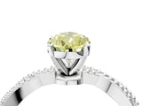 White gold Fancy Yellow Pear  Solitaire Twisted Band with Bead Prong Setting_399