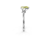 White gold Fancy Yellow Pear  Solitaire Twisted Band with Bead Prong Setting_399