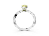 White gold Fancy Yellow Pear  Solitaire Twisted Band with Bead Prong Setting_400