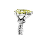 White gold Fancy Yellow Pear  Solitaire Twisted Band with Bead Prong Setting_402