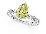 White gold Fancy Yellow Pear  Solitaire Twisted Band with Pavé Accents and Four-Prong Setting_4