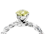 White gold Fancy Yellow Pear  Solitaire Twisted Band with Pavé Accents and Four-Prong Setting_7