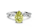 White gold Fancy Yellow Pear  Solitaire Twisted Band with Prong Setting 1