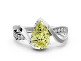 White gold Fancy Yellow Pear  Solitaire Twisted Band with Prong Setting_3