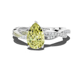 White gold Fancy Yellow Pear  Solitaire Twisted Pave Diamond Ring with Four-Prong Setting_174