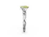 White gold Fancy Yellow Pear  Solitaire Vine Band with Milgrain Prong Setting_5